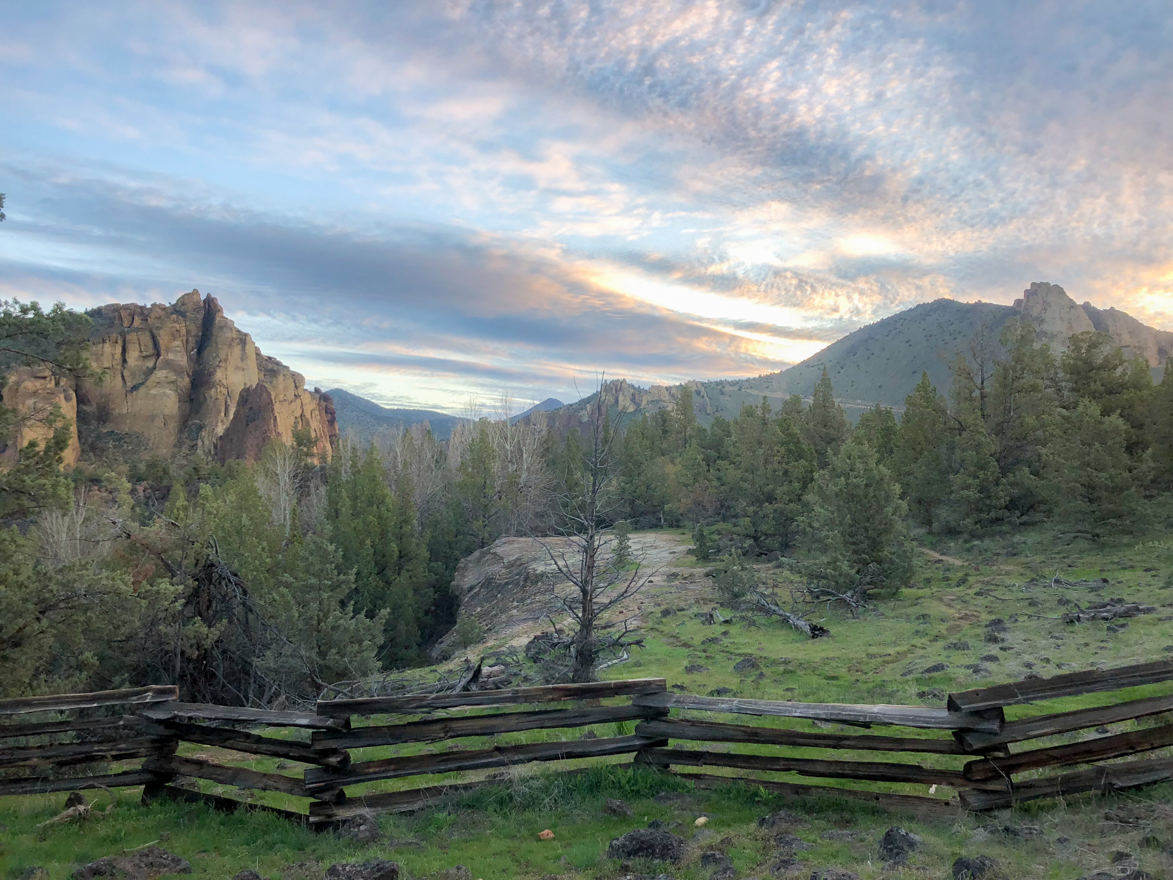 View of Smith Rock with beautiful clouds, Oregon